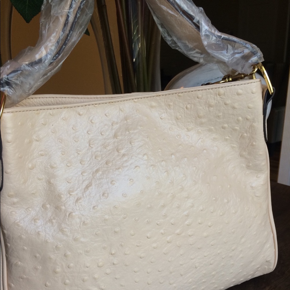 GILI Ostrich Embossed Leather Tote- NEVER USED!!